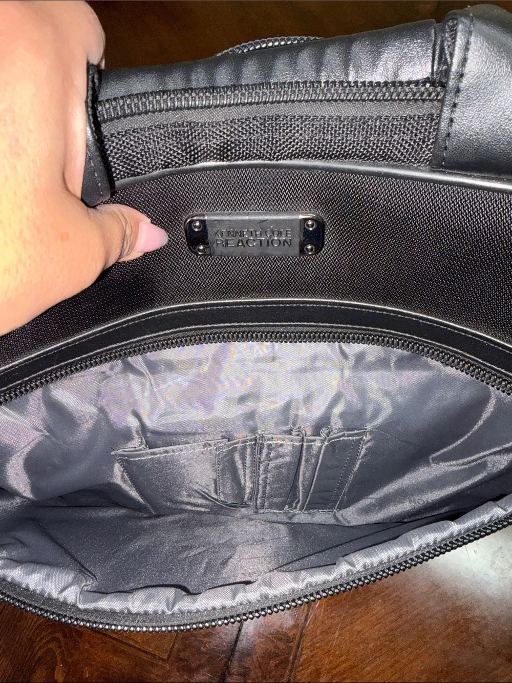 Kenneth Cole Reaction Black Laptop Briefcase with Front Zip